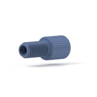 Upchurch Scientific Flangeless Nut for 1/16 inch OD, SealTight, 1/4-28 Flat-Bottom, Standard Knurl, Delrin, Blue, Single - F-292 *OBSOLETE* - Click Image to Close